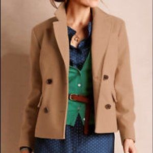 Lands' End Double Breasted Camel Wool Coat
